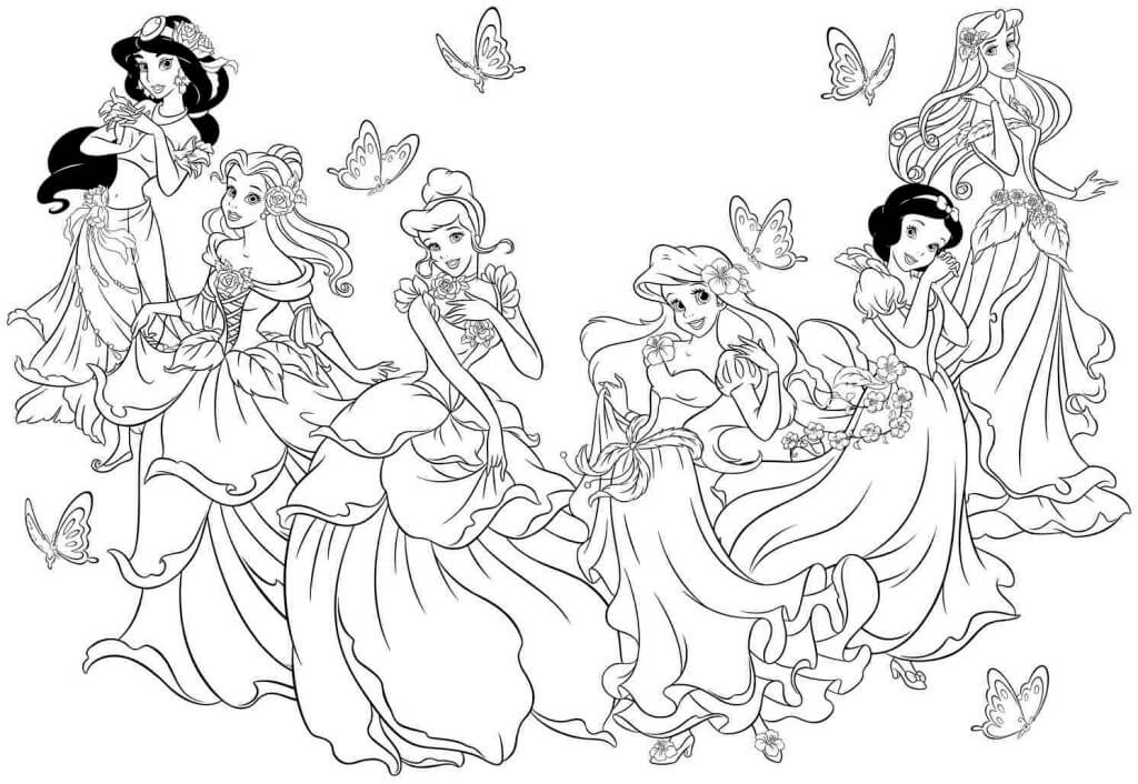 Alle Disney-Prinsesser fargelegging
