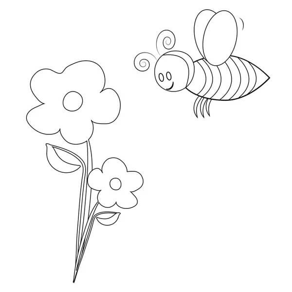 Bee Og Blomst fargelegging