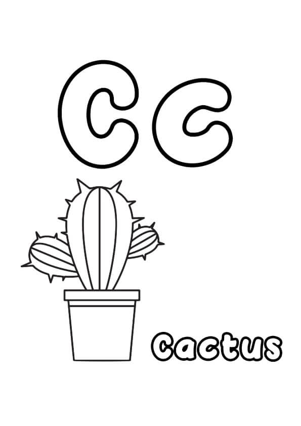 Bokstaven C Med Kaktus fargeleggingsside
