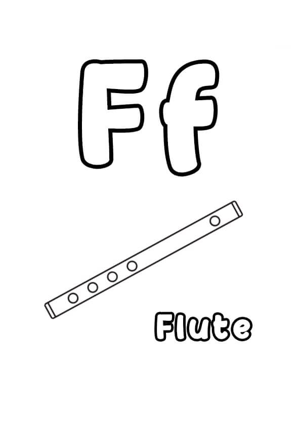 Bokstaven F Med Fløyte fargelegging