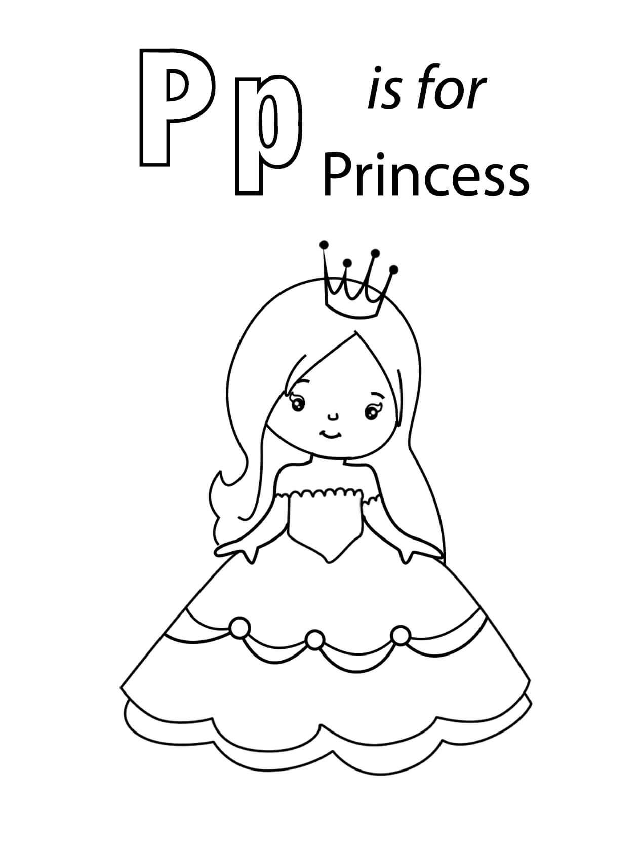 Bokstaven P Er For Prinsesse fargelegging