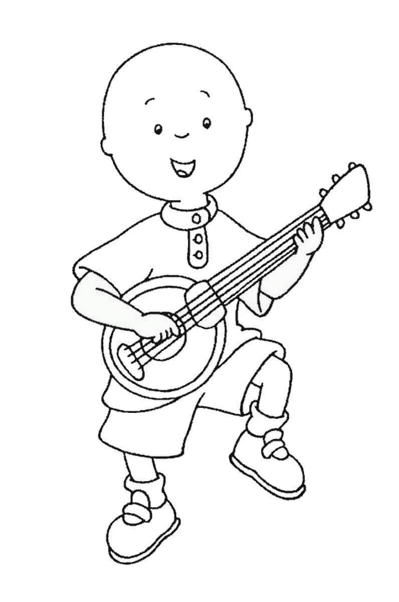 Caillou Spiller Gitar fargeleggingsside