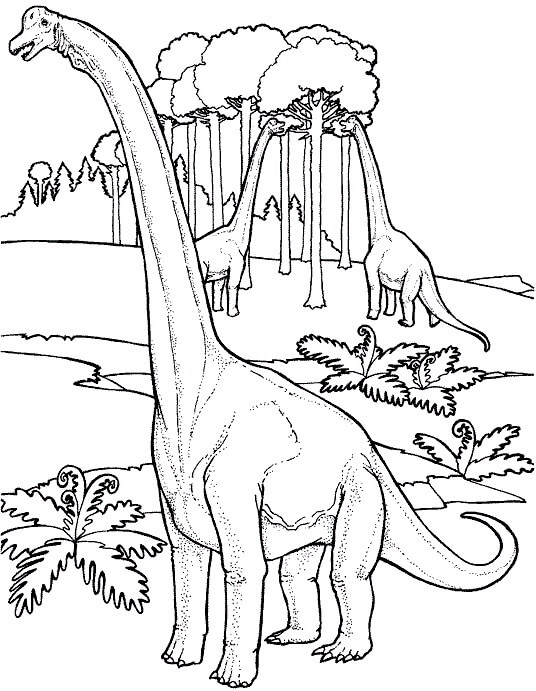 Dinosaur Med Tre Lang Hals fargelegging