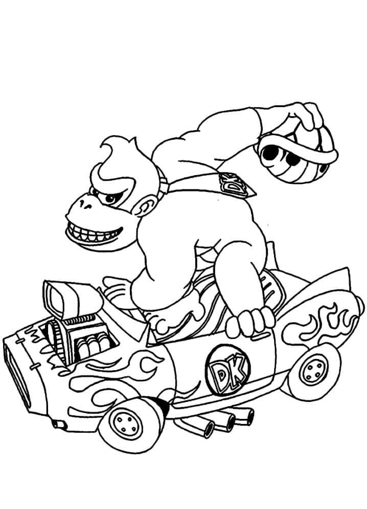 Donkey Kong Kjører Bil fargelegging