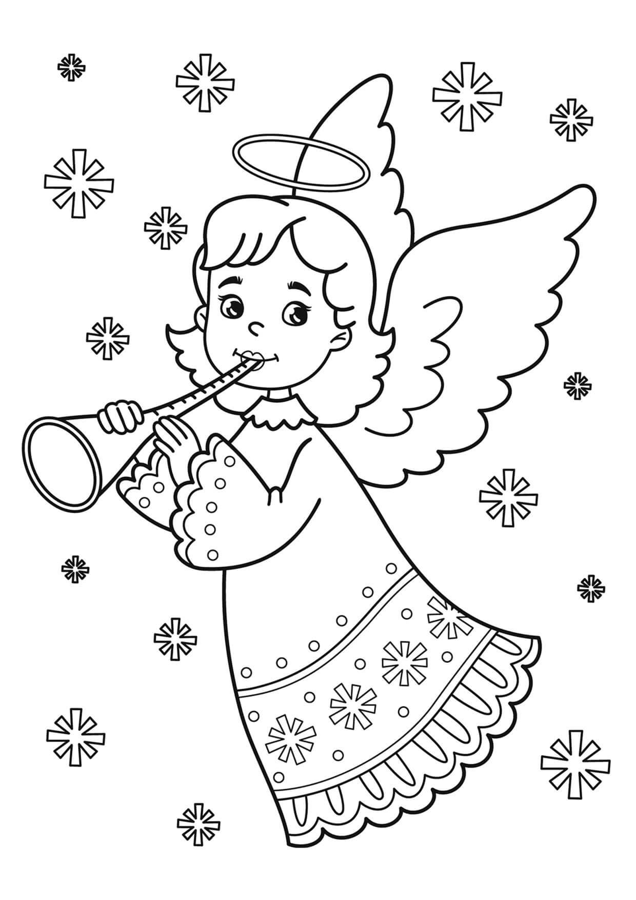 Engel Som Spiller Fløyte fargelegging