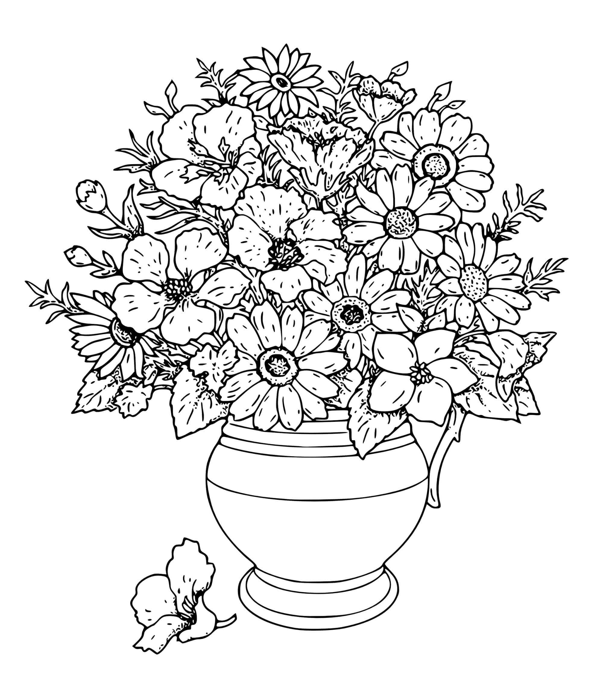 Enkel Vase Med Blomster fargelegging