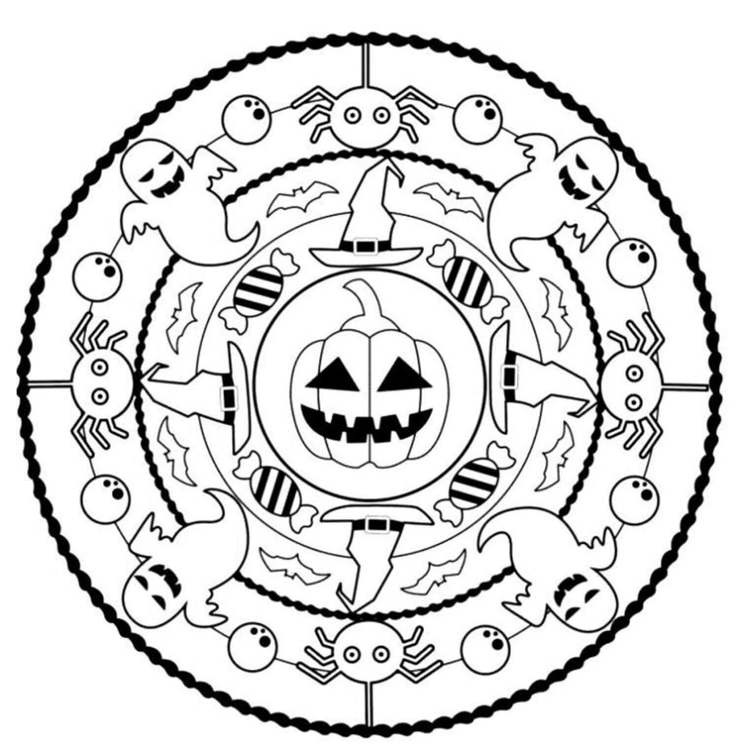 Flott Halloween Mandala fargelegging