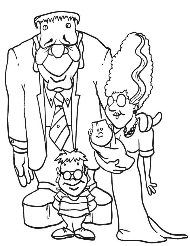 Frankenstein Og Lykkelig Familie fargeleggingsside
