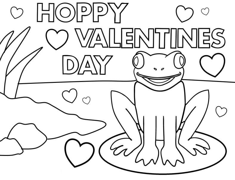 Frosk I Glad Valentinsdag fargeleggingsside