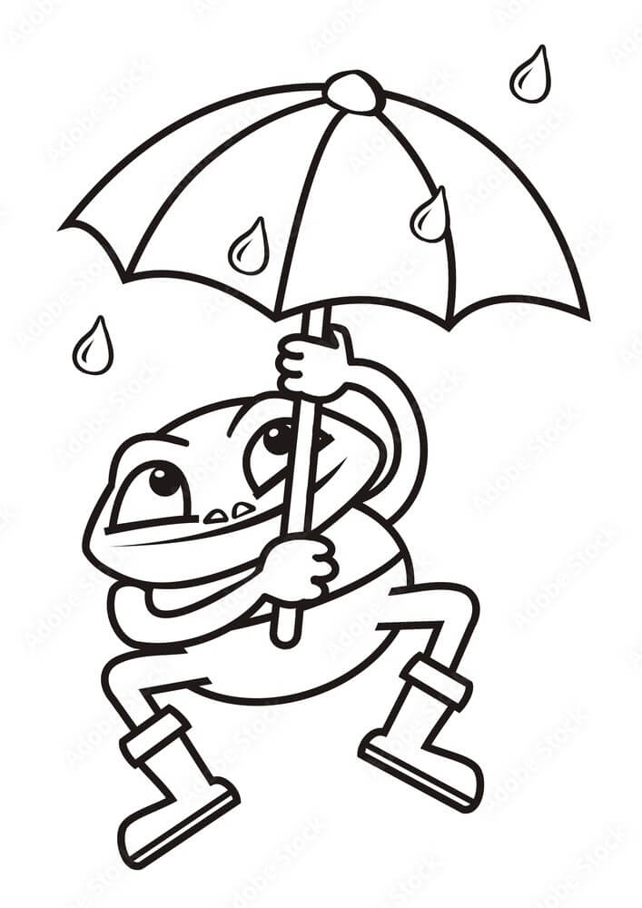 Frosk Som Holder Paraply fargeleggingsside