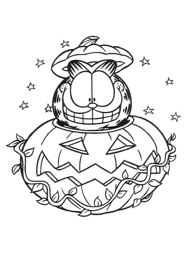 Garfield Glad I Halloween-Gresskar fargeleggingsside