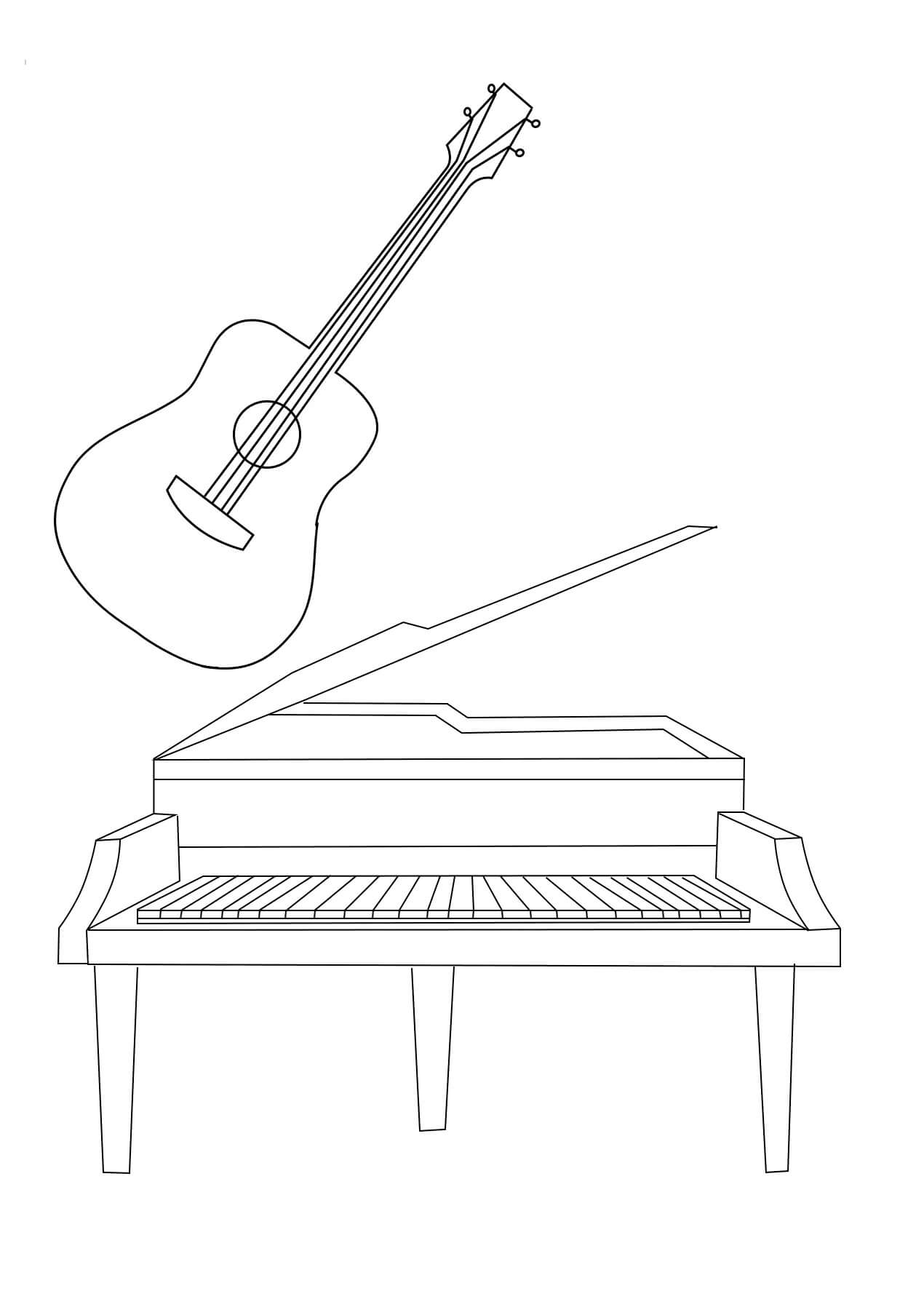 Gitar Og Piano fargeleggingsside