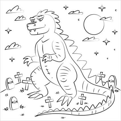 Godzilla er Utenfor Kirkegården fargelegging