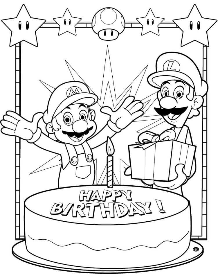 Gratulerer Med Dagen Mario fargeleggingsside