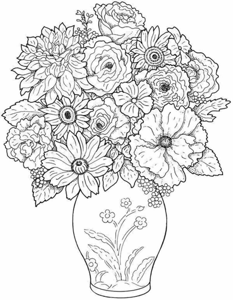 Grunnleggende Vase Av Blomster fargelegging
