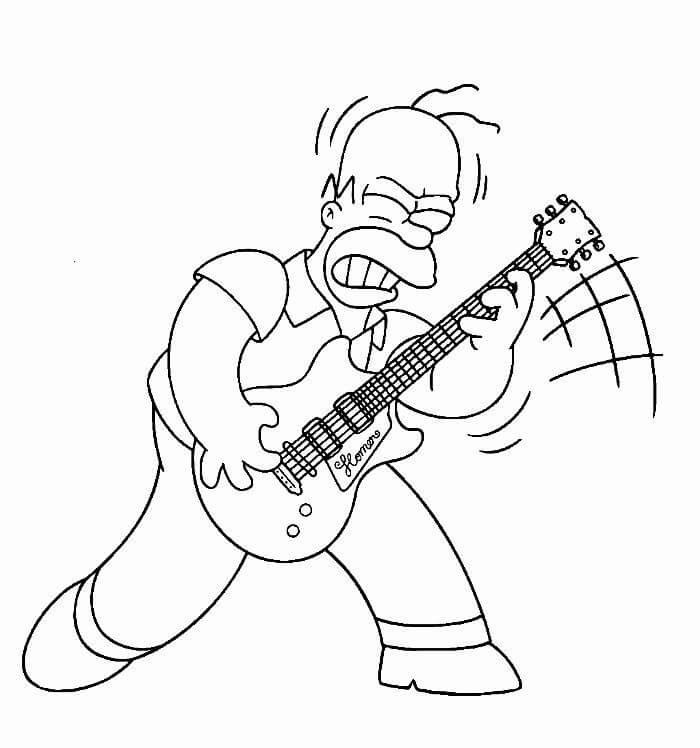 Homer Spiller Gitar fargeleggingsside