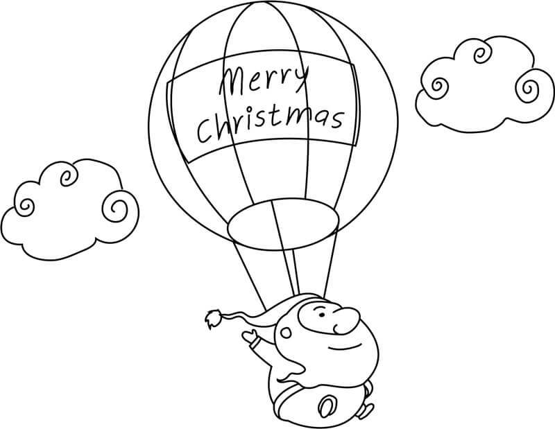 Julenissen Flyr Med Ballong fargelegging