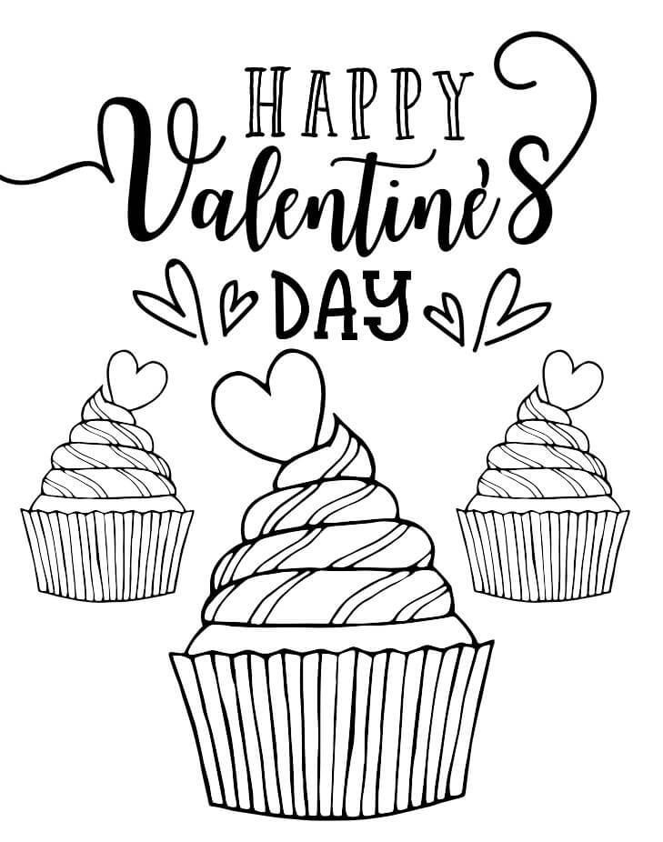 Kaker I Valentine fargeleggingsside