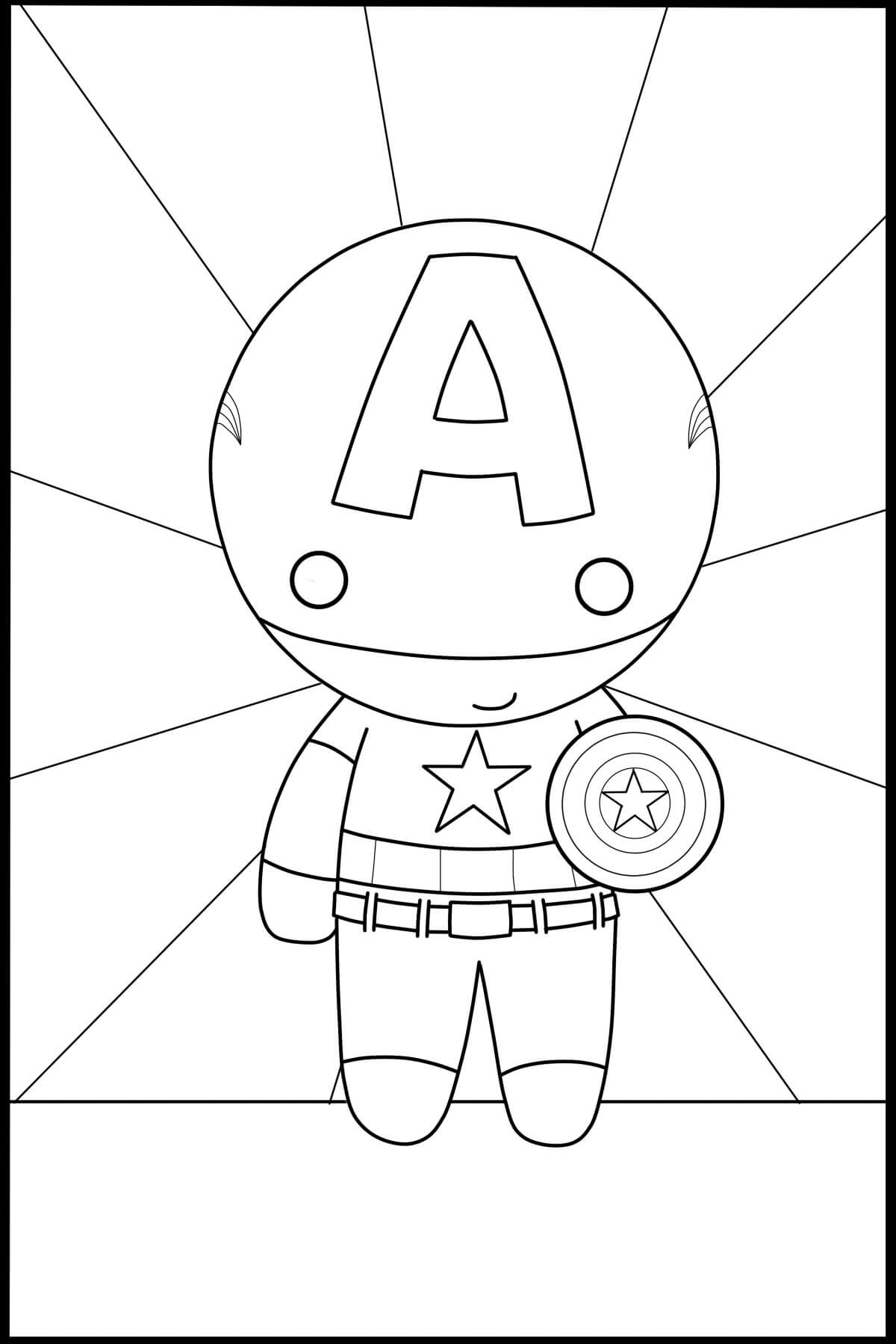 Kaptein Amerika – Søt Dukke fargeleggingsside
