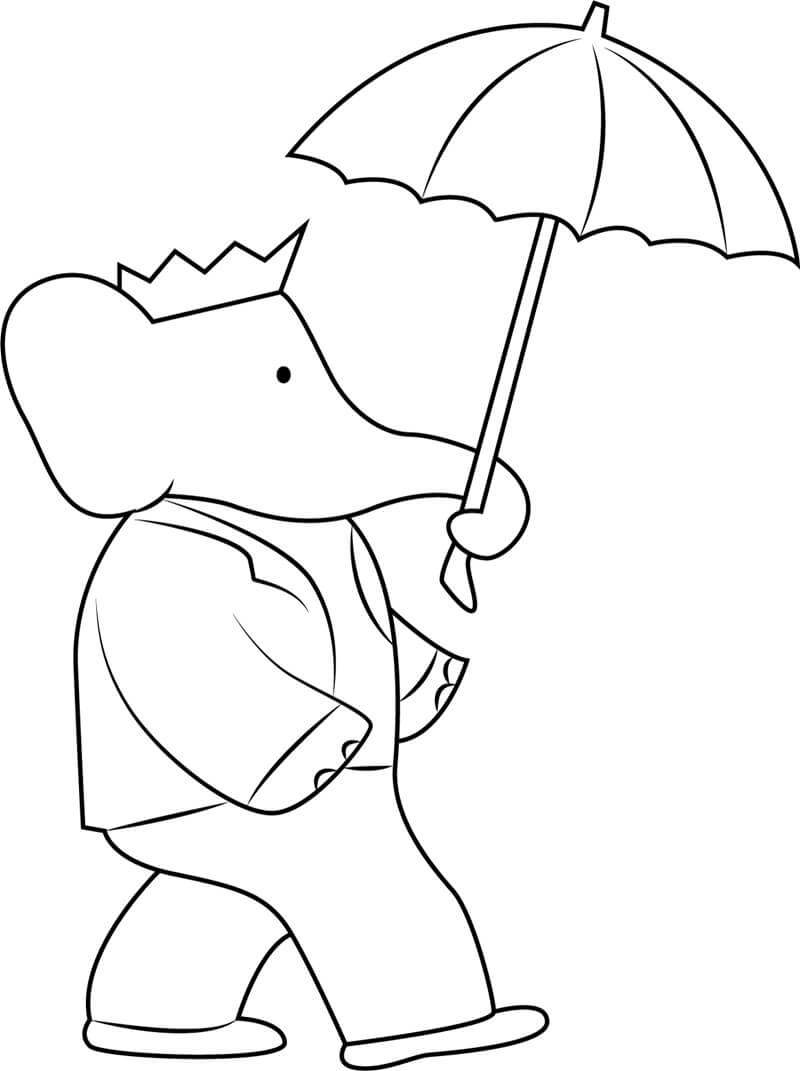 Konge Elefant Som Holder Paraply fargeleggingsside