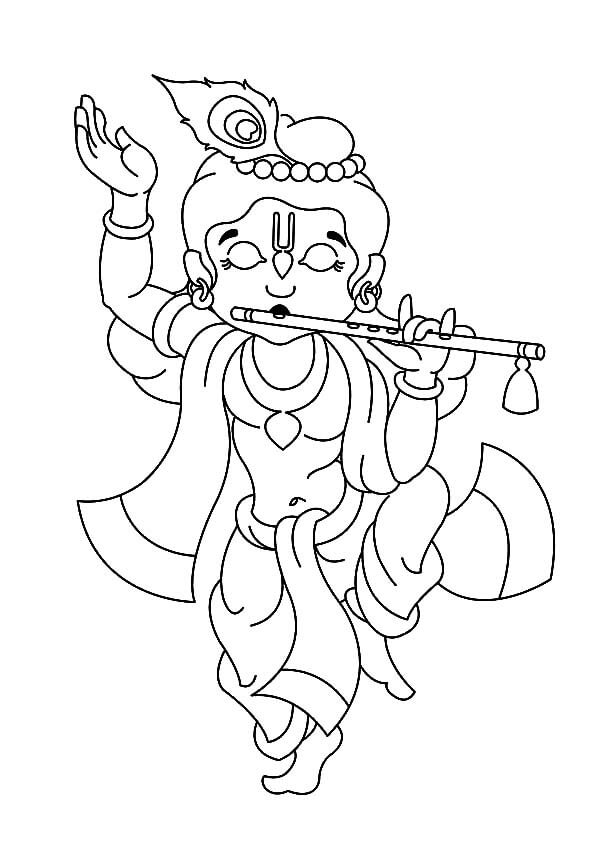 Krishna Spiller Fløyte fargelegging