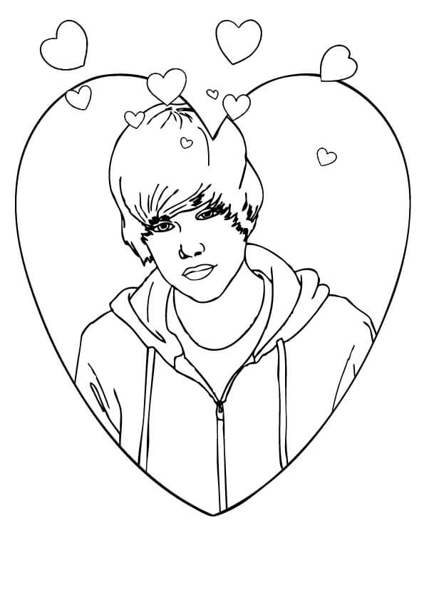 Lille Justin Bieber I Hjertet fargeleggingsside