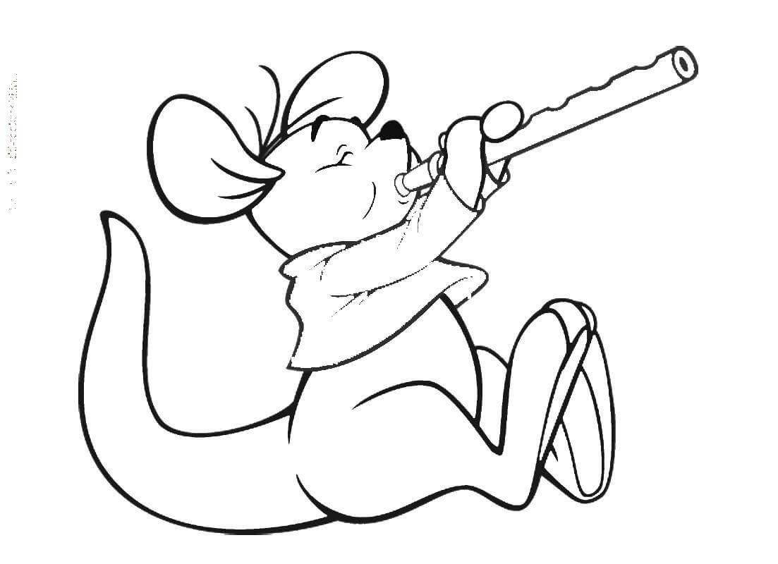 Lille Kenguru Som Spiller Fløyte fargelegging