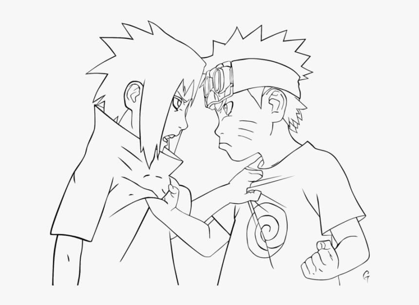 Lille Sasuke Og Naruto Kranglet fargelegging