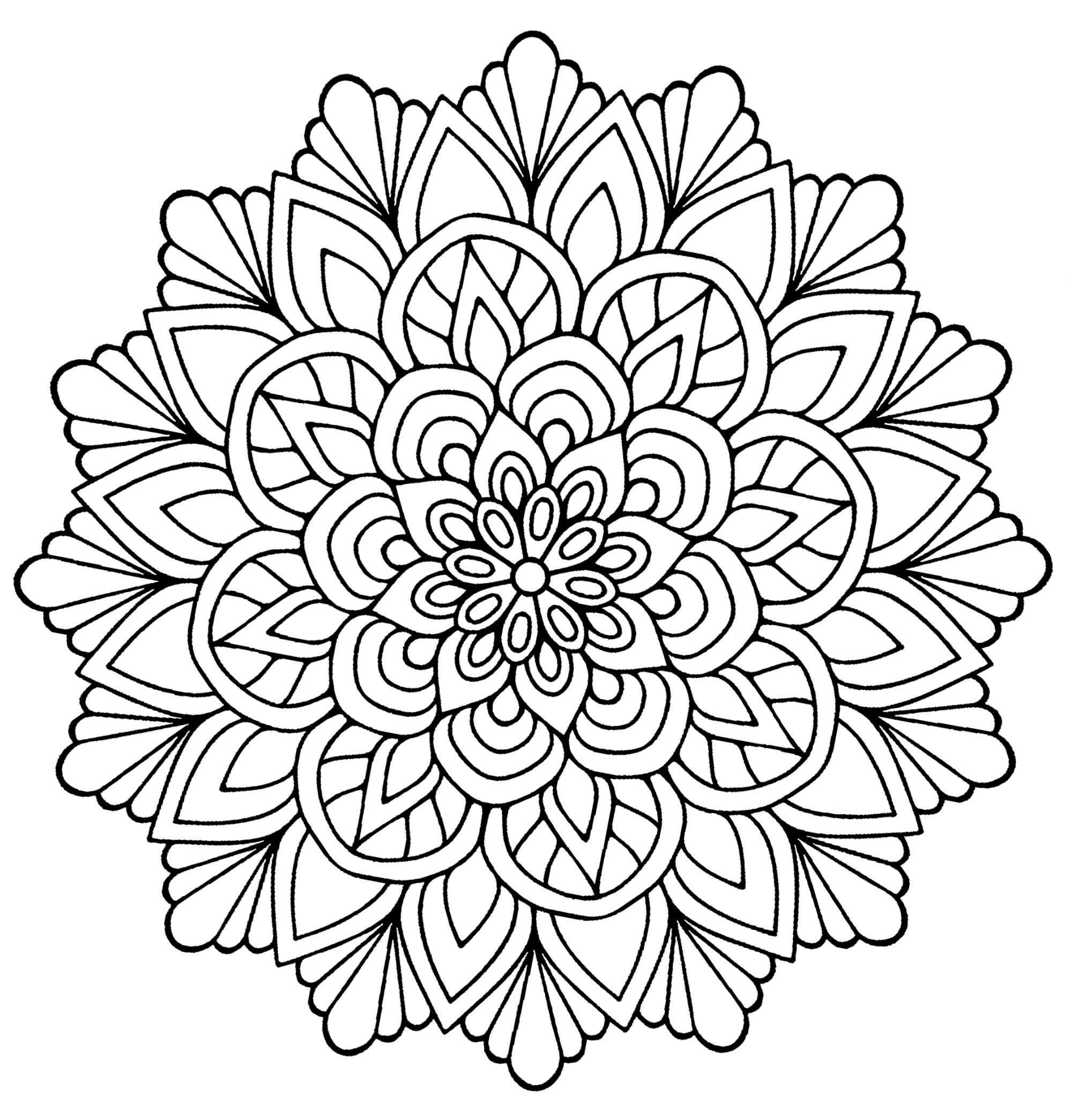 Mandala blomst med blader fargelegging