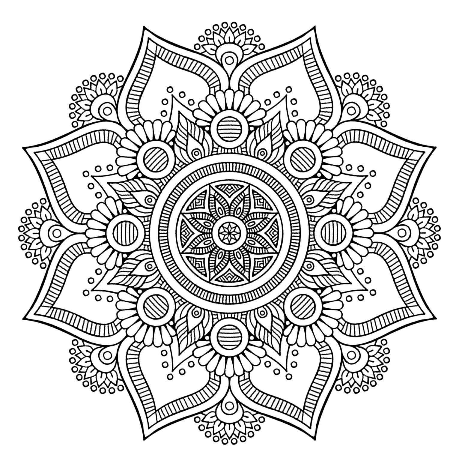 Mandala danner en original blomst fargelegging