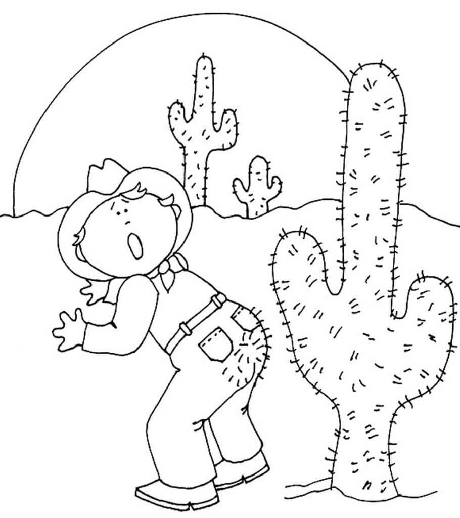 Mann Knivstukket av En Kaktus fargeleggingsside