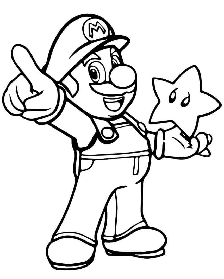 Mario Holder Stjernen fargeleggingsside
