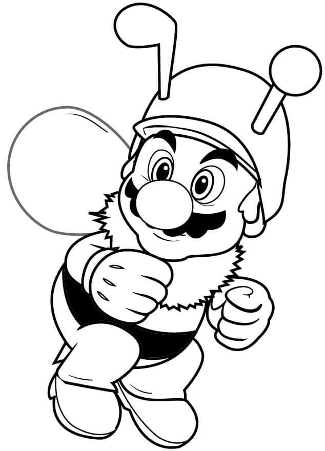 Mario Iført Bee-Drakt fargeleggingsside