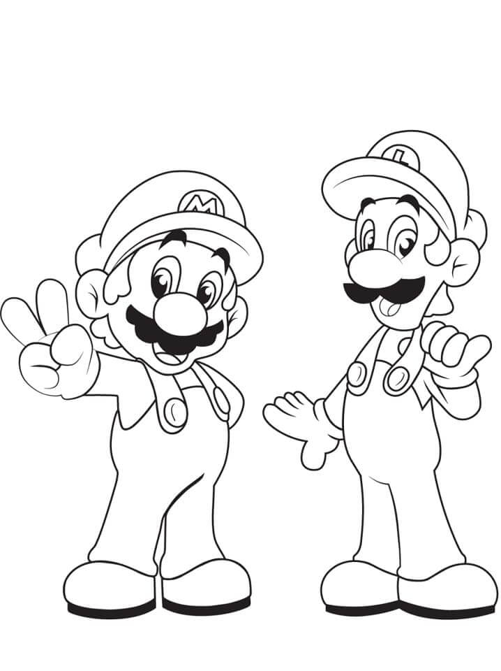 Mario Og Luigi fargeleggingsside