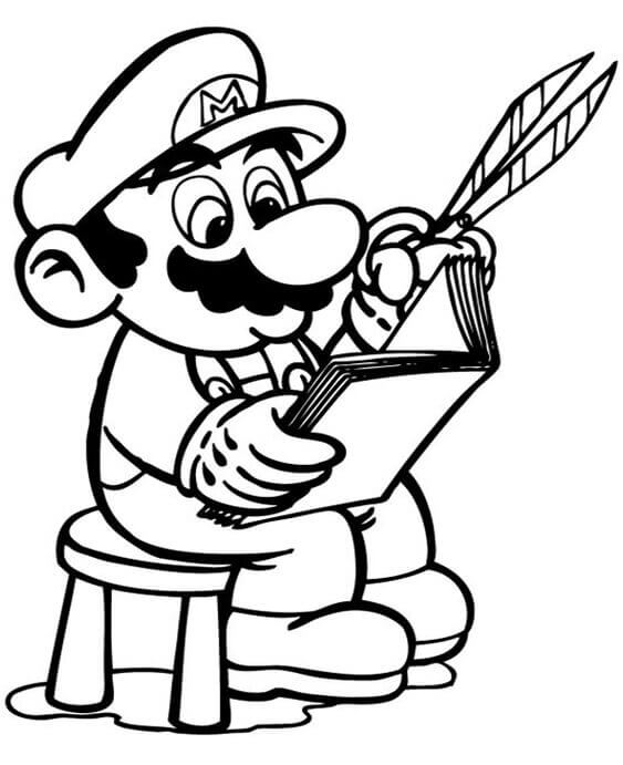 Mario Som Skriver fargeleggingsside