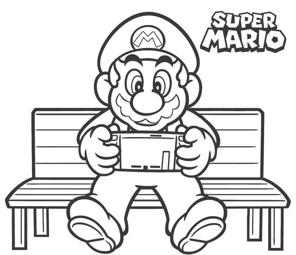 Mario Som Spiller Spill fargelegging