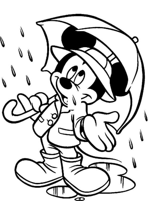 Mickey Mouse Som Holder Paraply fargeleggingsside