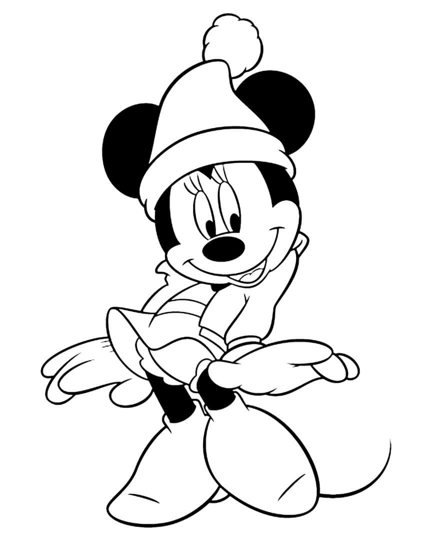 Minnie Mouse Om Vinteren fargelegging