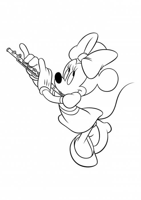 Minnie Mus Spiller På Fløyte fargelegging