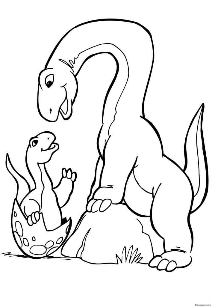 Mor Diplodocus Og baby Diplodocus fargelegging