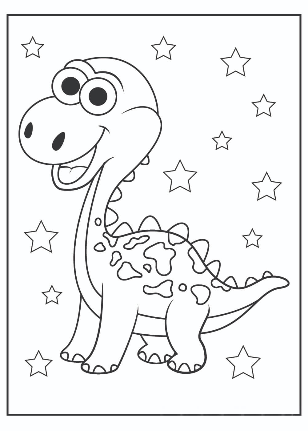 Morsom Dinosaur Med Stjerne fargelegging