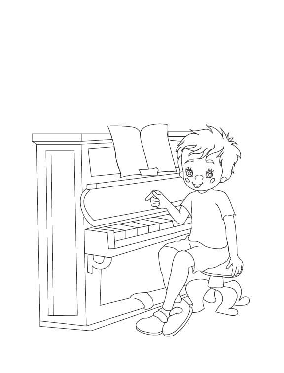 Morsom Gutt Som Spiller Piano fargelegging