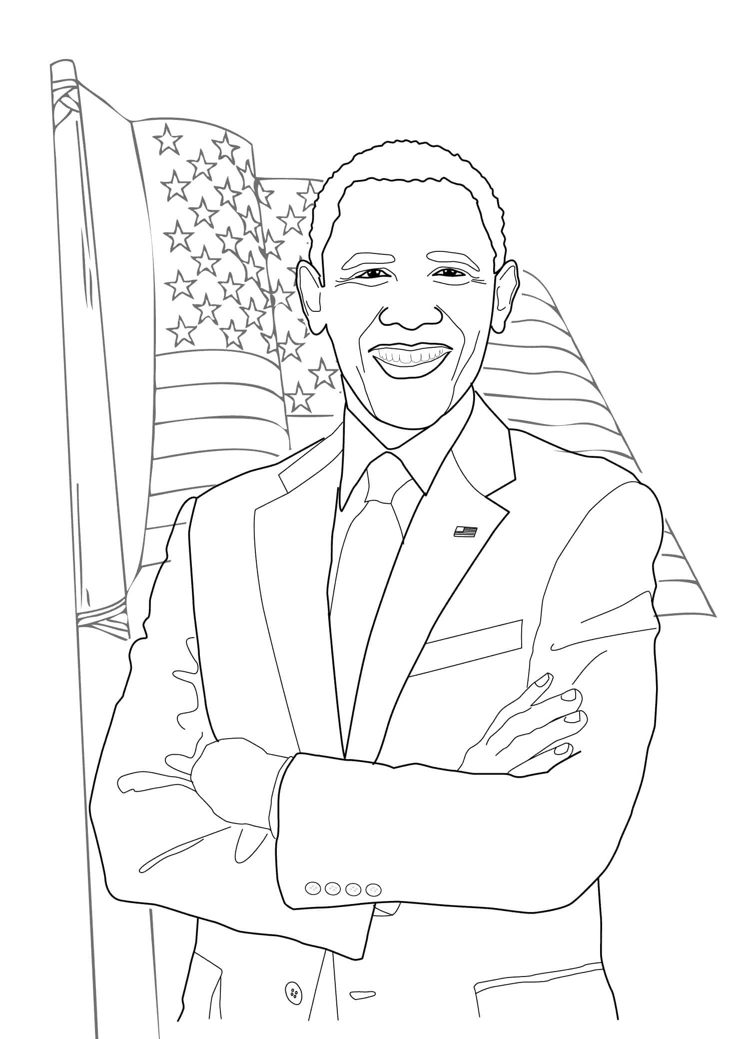 Morsom Obama med Amerika-flagg fargelegging