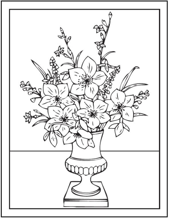 Normal Vase Av Blomster fargelegging