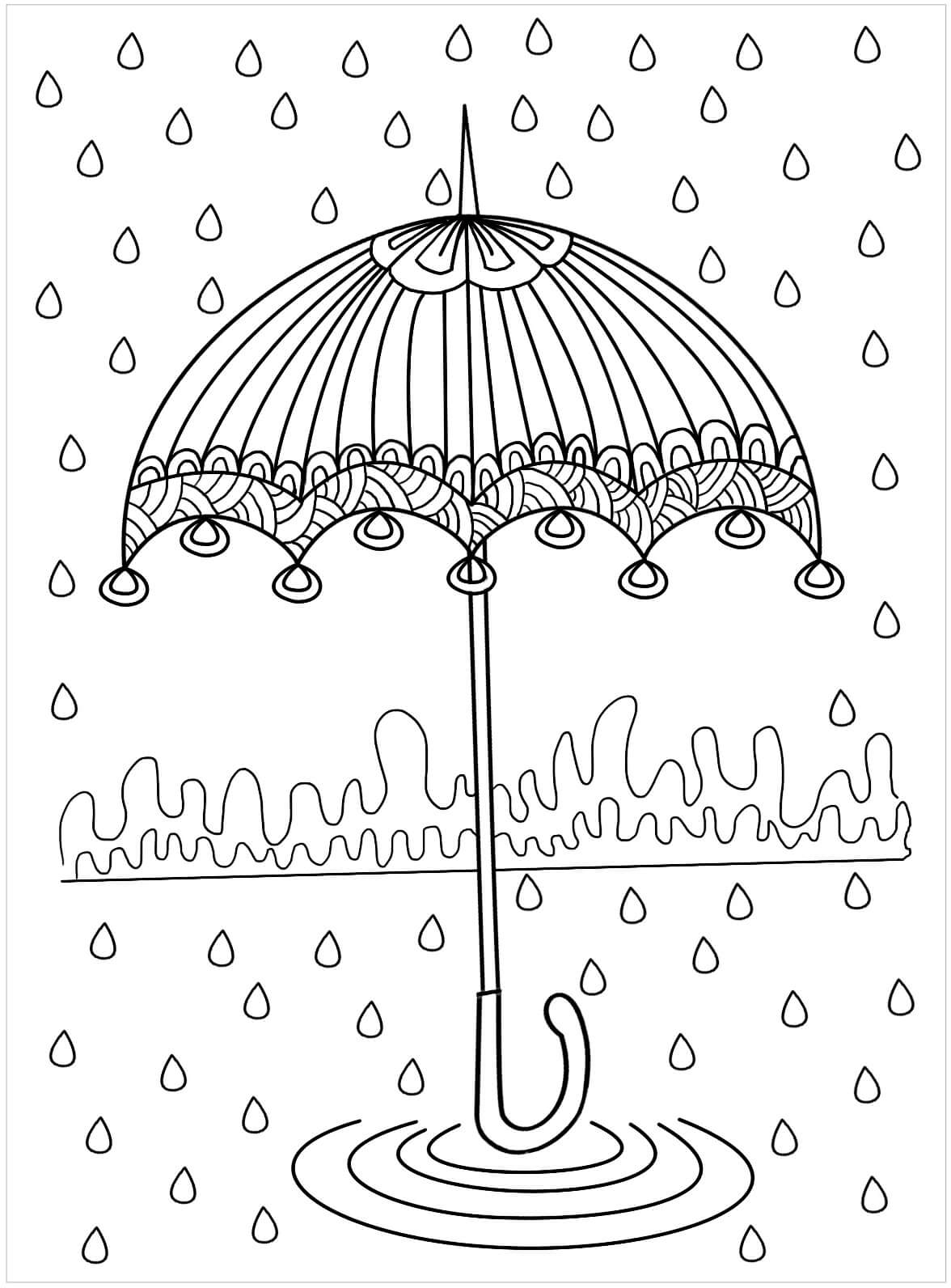 Paraply Er For Voksen fargeleggingsside