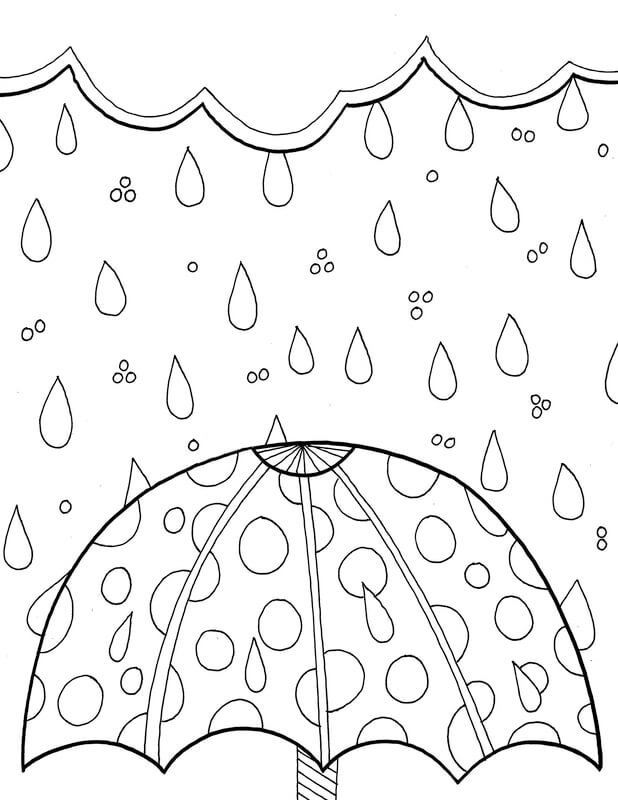 Paraply Med Regn Om Vår fargeleggingsside