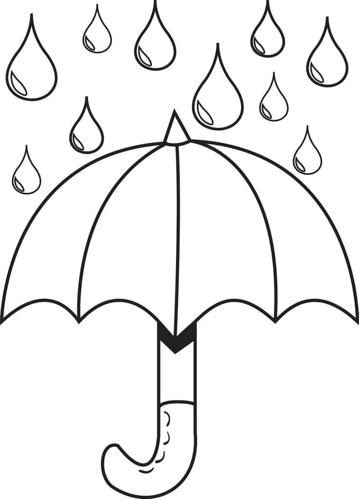 Paraply Med Regndråper fargeleggingsside
