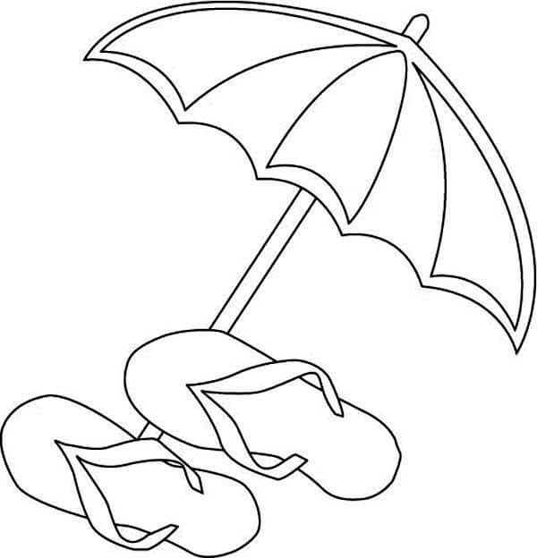 Paraply Og Sandaler fargeleggingsside