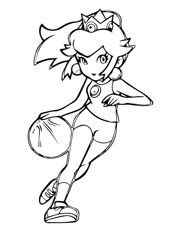 Prinsesse Fersken Spiller Basketball fargeleggingsside