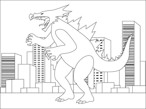 Skremmende Godzilla i Byen fargelegging